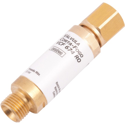 Válvula corta fogo oxigênio para regulador - VCF 674 RO Válvula corta fogo oxigênio para regulador - VCF 674 RO