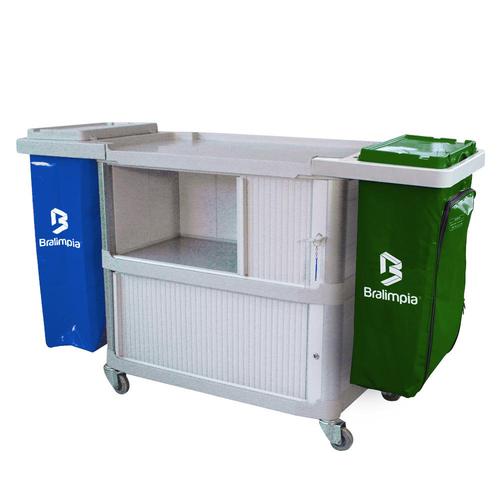 Carro funcional extra 2 bolsas azul e verde com porta Carro funcional extra 2 bolsas azul e verde com porta