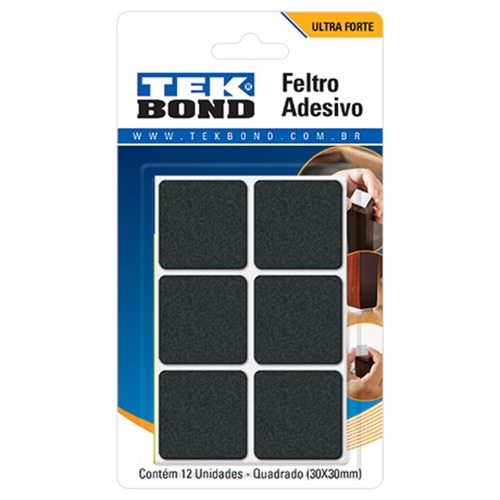 Feltro protetor adesivo quadrado 30 mm preto com 12 unidades Feltro protetor adesivo quadrado 30 mm preto com 12 unidades
