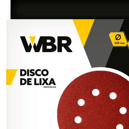 Disco de lixa 225 mm para lixadeira de parede e teto com 10 unidades