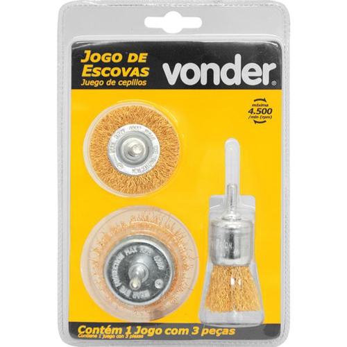 Jogo de escova de a�o carbono com 3 pe�as