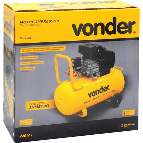 Compressor de ar 6,5 pés 25 litros 2 hp - MCV25 220V Compressor de ar 6,5 pés 25 litros 2 hp - MCV25 220V