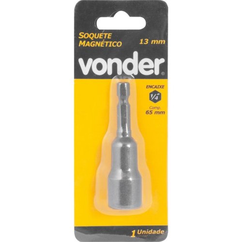Soquete magnético sextavado 13 mm x 65 mm encaixe 1/4 Soquete magnético sextavado 13 mm x 65 mm encaixe 1/4