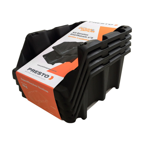 Gaveta plástica empilhável para estante nº 5 com 4 peças Gaveta plástica empilhável para estante nº 5 com 4 peças