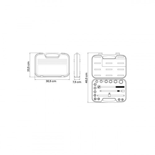 Jogo de soquete estriado 8 a 30 mm encaixe 1/2 Jogo de soquete estriado 8 a 30 mm encaixe 1/2