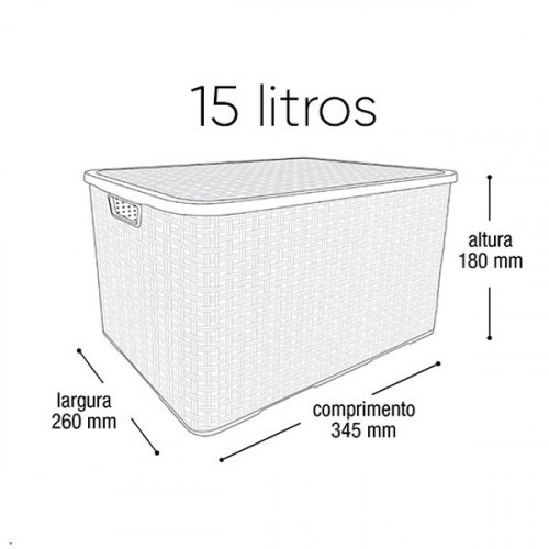 Caixa organizadora com tampa 15 litros - Rattan