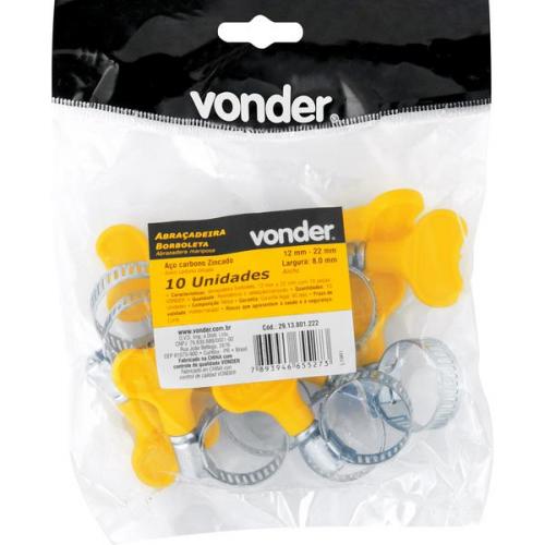 Abraçadeira borboleta 12 a 22mm c/ 10 peças - 2913801222 Abraçadeira borboleta 12 a 22mm c/ 10 peças - 2913801222