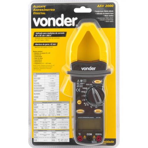 Alicate amperímetro digital CAT III 600V - AAV 2000 Alicate amperímetro digital CAT III 600V - AAV 2000