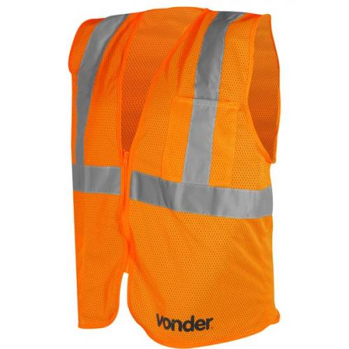 Colete refletivo tipo blus�o com bolso e ziper laranja - CV 105  