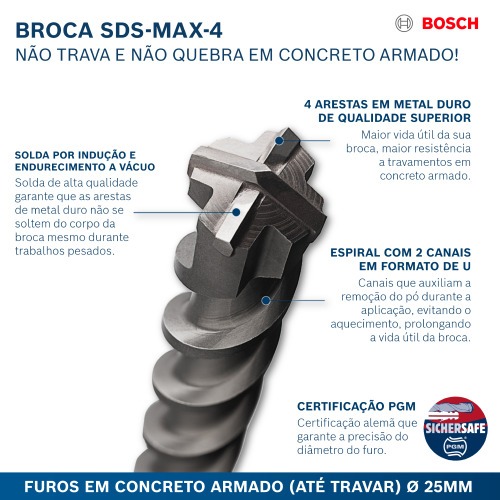 Broca de w�dea para concreto 20 x 200 x 320 mm SDS Max - MAX-4