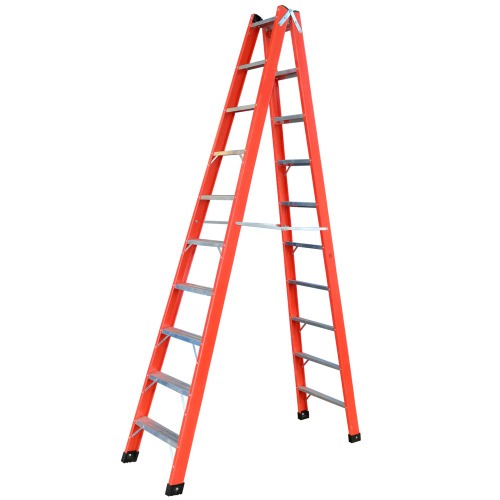 Escada tesoura dupla em fibra de vidro 10 degraus 3,0 m - Profissional Escada tesoura dupla em fibra de vidro 10 degraus 3,0 m - Profissional
