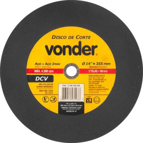 Disco de corte 355 x 3,2 x 25,40 mm - DCV 