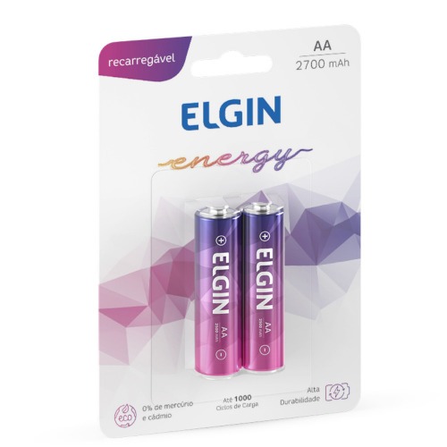 Pilha recarreg�vel AA 2.700 mAh com 2 unidades