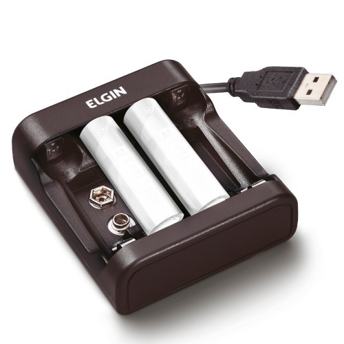 Carregador para pilhas AA/AAA e bateria 9V com cabo USB -SCUSB Carregador para pilhas AA/AAA e bateria 9V com cabo USB -SCUSB