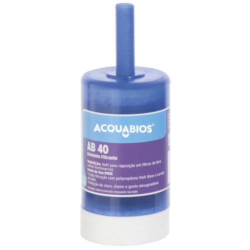 Refil filtrante para purificador de �gua AB40 com rosca longa
