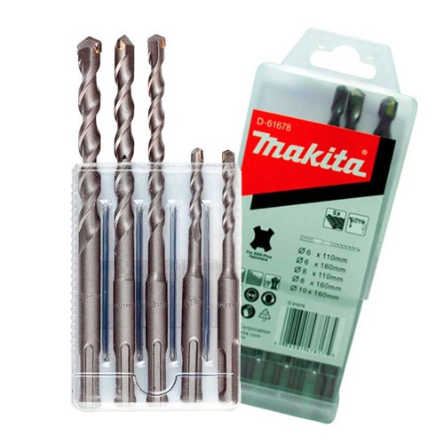 Jogo de brocas para concreto 6 a 10 mm 5 peças SDS Plus - D-61678 Jogo de brocas para concreto 6 a 10 mm 5 peças SDS Plus - D-61678