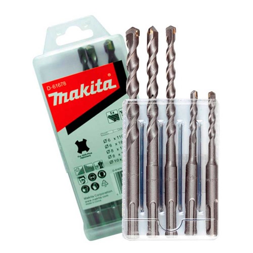 Jogo de brocas para concreto 6 a 10 mm 5 peças SDS Plus - D-61678 Jogo de brocas para concreto 6 a 10 mm 5 peças SDS Plus - D-61678