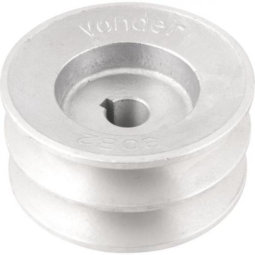 Polia de alum�nio 2 canais perfil B 90 mm com furo de 5/8