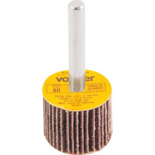 Roda de lixa 25 mm x 20 mm com haste grão 80 Roda de lixa 25 mm x 20 mm com haste grão 80
