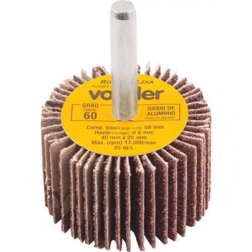 Roda de lixa 40 x 25 mm com haste grão 60 Roda de lixa 40 x 25 mm com haste grão 60