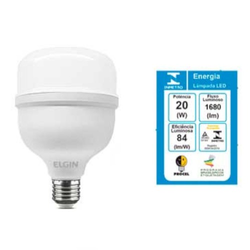Kit 5 L�mpadas led super bulbo 20W 1680 l�mens branca fria - A80  110V/220V