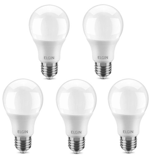 Kit 5 L�mpadas led bulbo 12W 1050 l�mens branca fria - A60  110V/220V