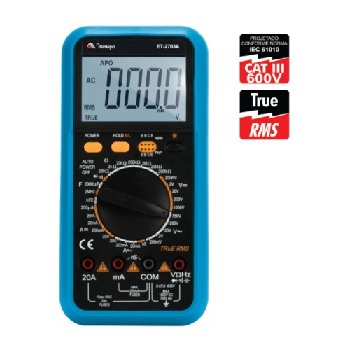 Mult�metro digital port�til CAT III 600V True RMS - ET-2703A