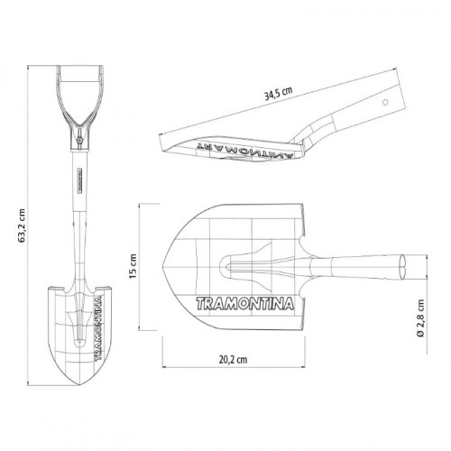 Pá de bico pequena com cabo de madeira 45 cm Pá de bico pequena com cabo de madeira 45 cm