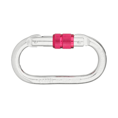 Mosquetão oval em aço galvanizado com trava de rosca 5 peças Mosquetão oval em aço galvanizado com trava de rosca 5 peças
