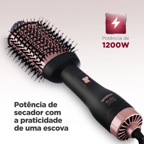 Escova secadora 1200W 3 em 1 Black Rose Argan - ES-14 220V Escova secadora 1200W 3 em 1 Black Rose Argan - ES-14 220V