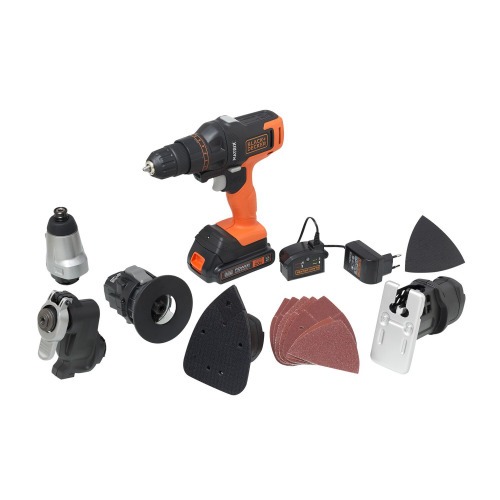 Kit Furadeira Parafusadeira a bateria 20V 6 em 1 - Matrix 110V/220V Kit Furadeira Parafusadeira a bateria 20V 6 em 1 - Matrix 110V/220V