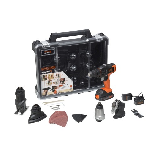 Kit Furadeira Parafusadeira a bateria 20V 6 em 1 - Matrix 110V/220V Kit Furadeira Parafusadeira a bateria 20V 6 em 1 - Matrix 110V/220V