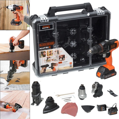 Kit Furadeira Parafusadeira a bateria 20V 6 em 1 - Matrix 110V/220V Kit Furadeira Parafusadeira a bateria 20V 6 em 1 - Matrix 110V/220V