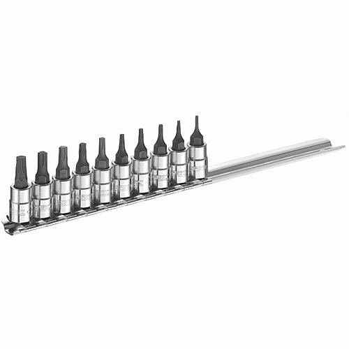 Jogo de soquete com ponta hexalobular T6 a T30 encaixe 1/4 Jogo de soquete com ponta hexalobular T6 a T30 encaixe 1/4