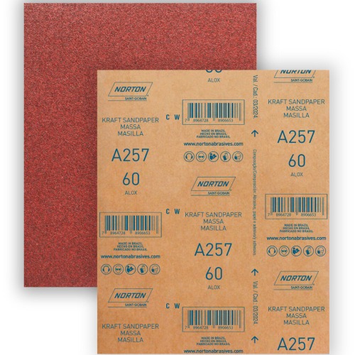 Folha de lixa para massa 225 x 275 mm - A257 Folha de lixa para massa 225 x 275 mm - A257
