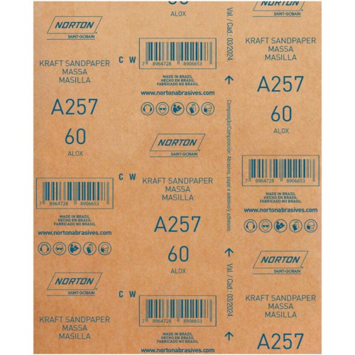 Folha de lixa para massa 225 x 275 mm - A257 Folha de lixa para massa 225 x 275 mm - A257