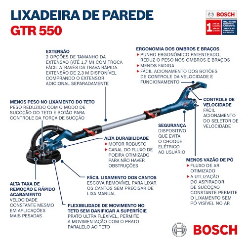 Lixadeira de parede e teto 225 mm 550 watts - GTR 550  110V