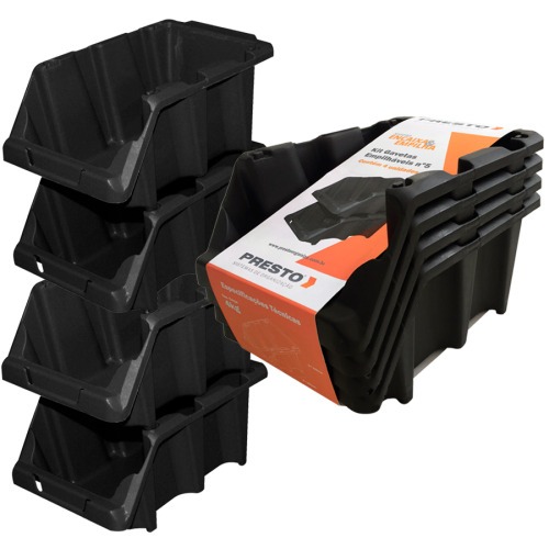 Kit 8 Gavetas plásticas empilháveis para estante nº 5 - 42019 Kit 8 Gavetas plásticas empilháveis para estante nº 5 - 42019