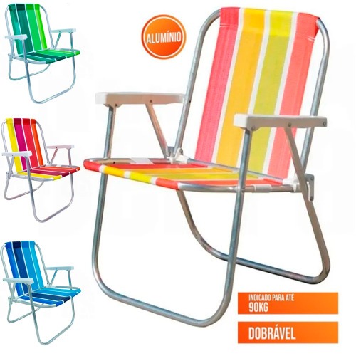 Kit 3 Cadeiras de praia varanda alta em alum�nio - CAD0047