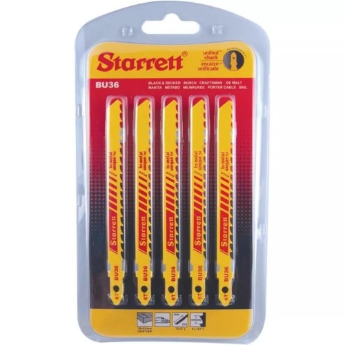 Lâmina serra tico tico 50 mm 6 dentes bimetal madeira 5 peças - BU36 Lâmina serra tico tico 50 mm 6 dentes bimetal madeira 5 peças - BU36