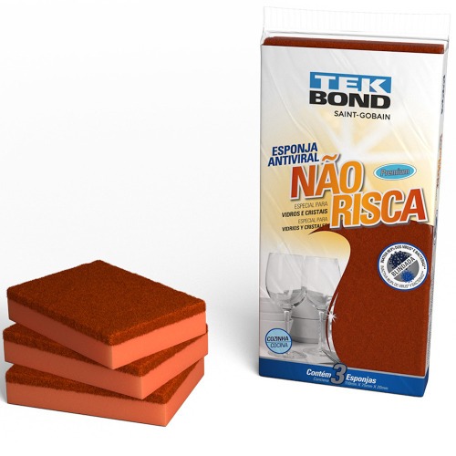Esponja multiuso dupla face não risca laranja 3 peças Esponja multiuso dupla face não risca laranja 3 peças
