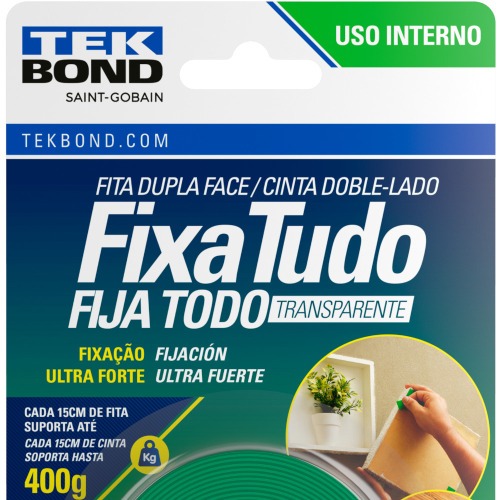 Fita dupla face acr�lica 12 mm x 2 m uso interno - Fixa Tudo