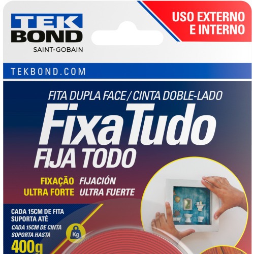 Fita dupla face acrílica 12 mm x 2 m uso externo - Fixa Tudo Fita dupla face acrílica 12 mm x 2 m uso externo - Fixa Tudo
