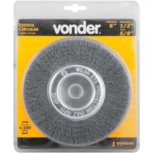 Escova de a�o circular ondulada de 6 x 1/2 x 5/8