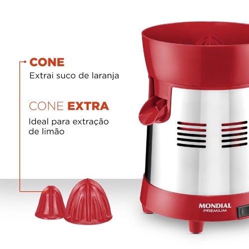 Espremedor de frutas 1,25L inox Turbo RED - E-24 110V/220V Espremedor de frutas 1,25L inox Turbo RED - E-24 110V/220V