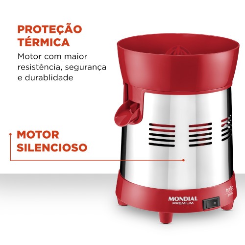 Espremedor de frutas 1,25L inox Turbo RED - E-24 110V/220V Espremedor de frutas 1,25L inox Turbo RED - E-24 110V/220V