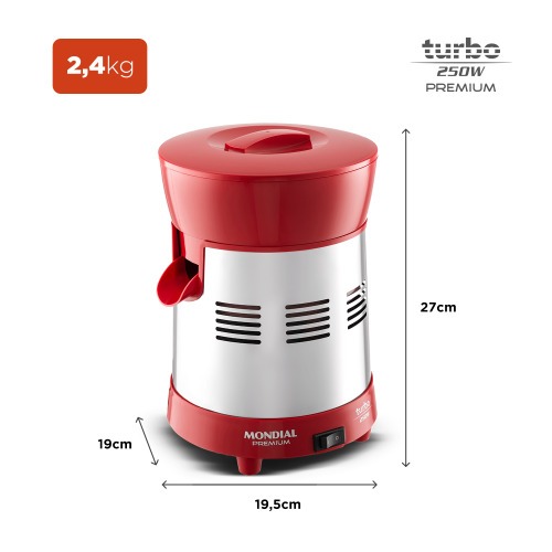 Espremedor de frutas 1,25L inox Turbo RED - E-24 110V/220V Espremedor de frutas 1,25L inox Turbo RED - E-24 110V/220V
