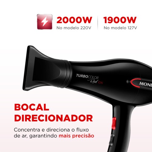 Secador de cabelo 1.900 watts Turbo Color Red - SC-41 110V Secador de cabelo 1.900 watts Turbo Color Red - SC-41 110V