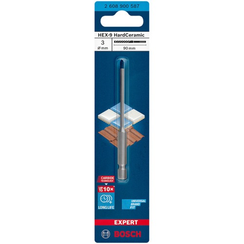 Broca para porcelanato 3 x 90 mm Hardceramic - HEX-9 Broca para porcelanato 3 x 90 mm Hardceramic - HEX-9