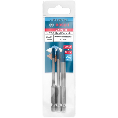 Jogo de broca para porcelanato 5 a 8 mm Hardceramic com 3 peças - HEX-9 Jogo de broca para porcelanato 5 a 8 mm Hardceramic com 3 peças - HEX-9